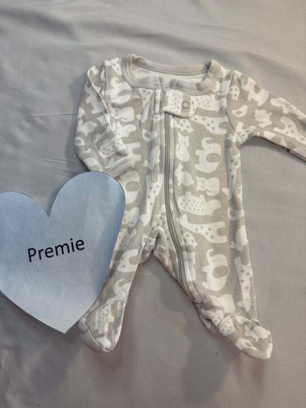 Neutral Gray Animal-Print Footie One-Piece for Babies